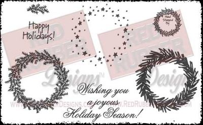 Holiday Wreath Unmounted Rubber Stamps from Red Rubber Designs