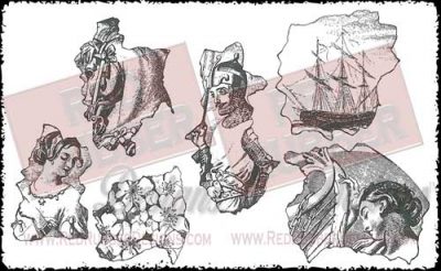 Vintage Collage Unmounted Rubber Stamps from Red Rubber Designs