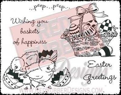 Basket Of Happiness Unmounted Rubber Stamps from Red Rubber Designs