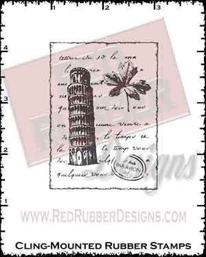 Tower of Pisa Cling Mounted Rubber Stamp from Red Rubber Designs