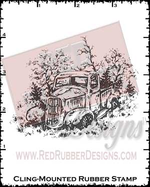Old Truck Cling Mounted Rubber Stamp from Red Rubber Designs