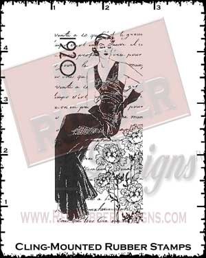 1920s Collage Cling Mounted Rubber Stamp from Red Rubber Designs