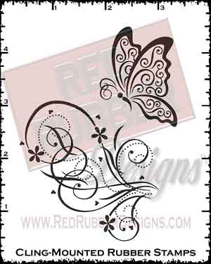 Butterfly Curls Cling Mounted Rubber Stamps from Red Rubber Designs