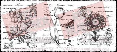 Flower Collage Trio Unmounted Rubber Stamps from Red Rubber Designs