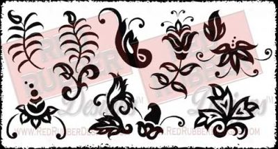Bold Flourishes Unmounted Rubber Stamps from Red Rubber Designs