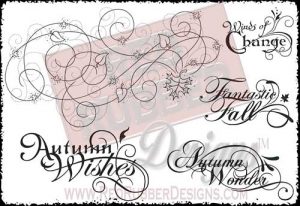 Autumn Swirls Unmounted Rubber Stamps from Red Rubber Designs