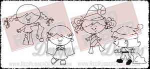 Holiday Girls Unmounted Rubber Stamps from Red Rubber Designs