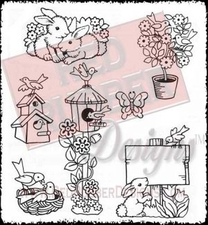 Springtime Garden Unmounted Rubber Stamps from Red Rubber Designs