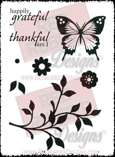Happily Grateful Unmounted Rubber Stamps from Red Rubber Designs