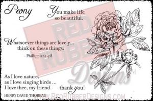 Lovely Peony Unmounted Rubber Stamps from Red Rubber Designs