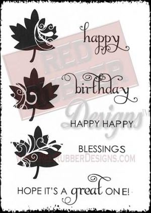 Happy Leaf Unmounted Rubber Stamps from Red Rubber Designs