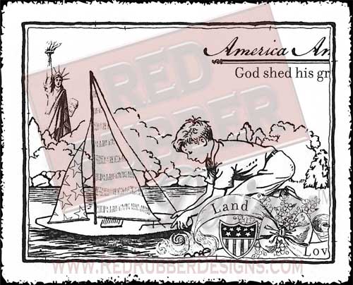 America I Love Unmounted Rubber Stamp